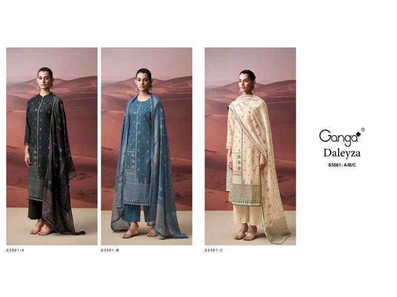 Daleyza By Ganga Cotton Printed Embroidered Salwar Suit Online Wholesale