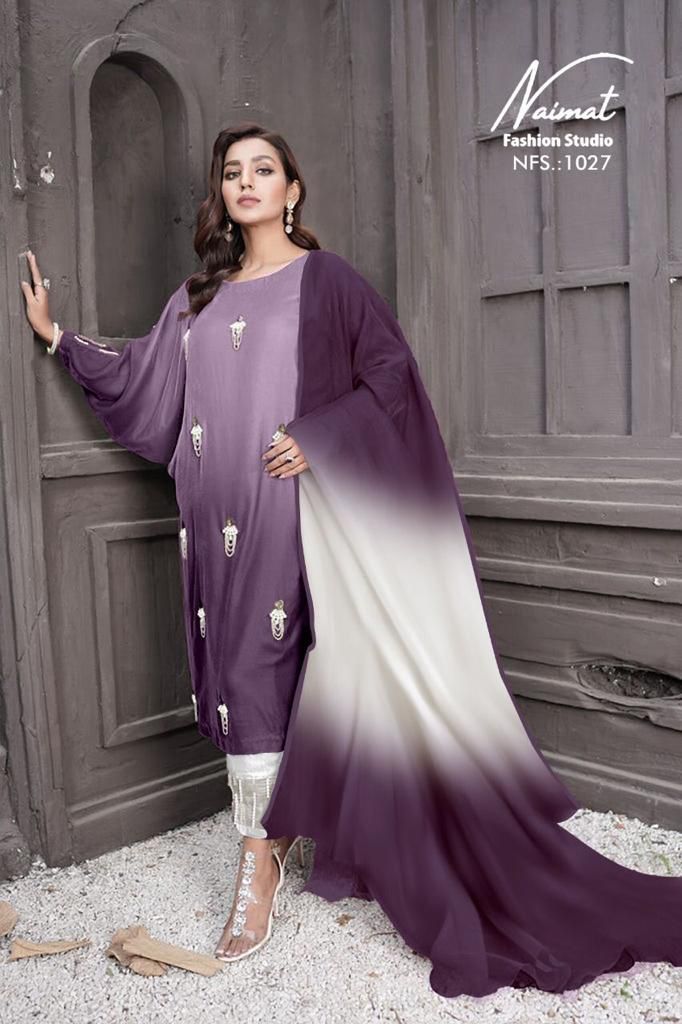 Naimat Fashion Studio 1027 Fancy Party Wear Georgette Top With Bottom And Dupatta Ready Made Collection