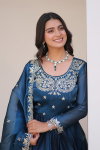 Sn 2452 Designer Burberry Silk Embroidery Wholesale Gown With Dupatta In India