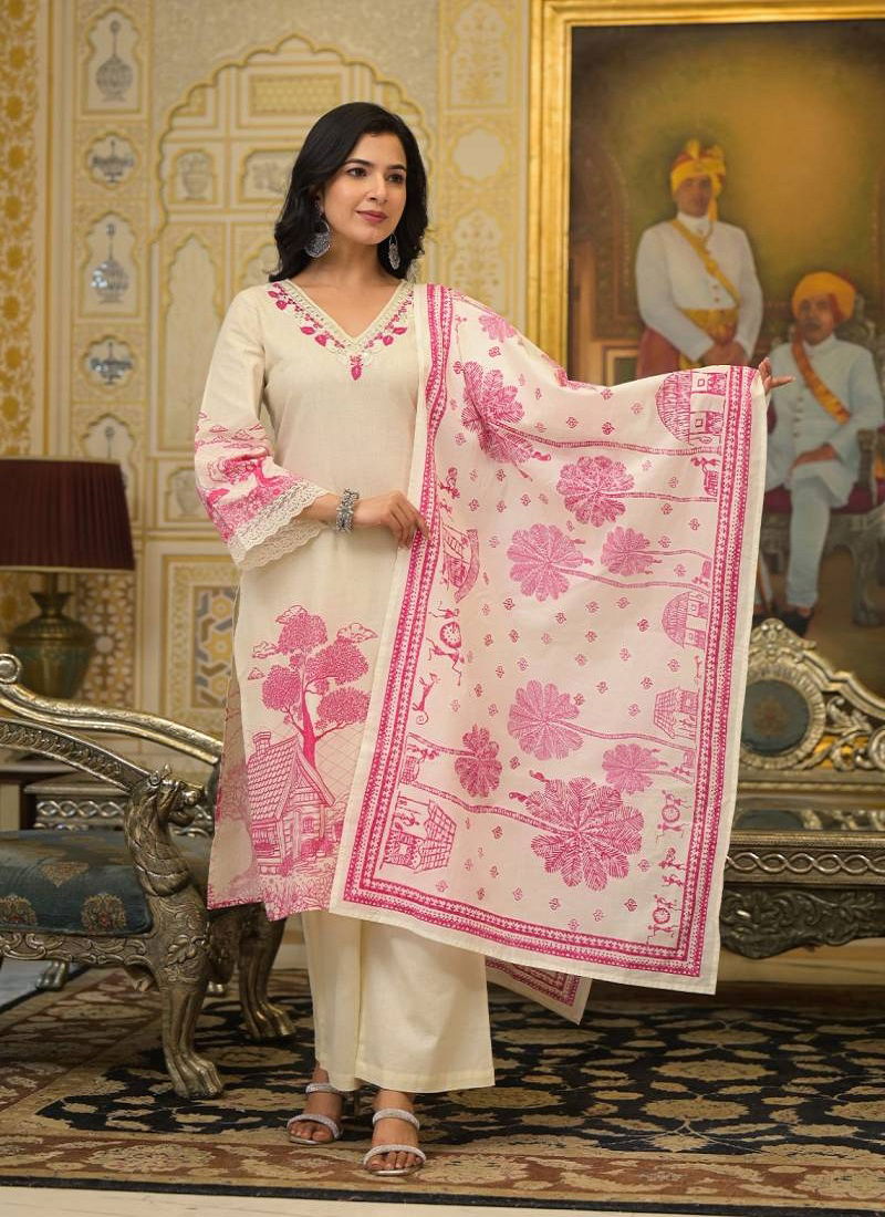 Tanyaa P 122 Cotton With Handwork Touchup Kurti Bottom With Dupatta Wholesale Suppliers In Mumbai
