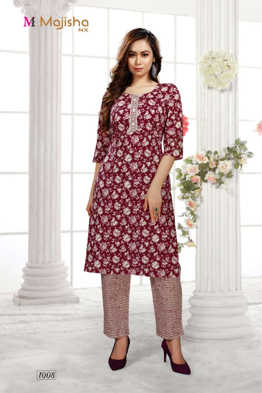 Majisha Nx Cotton House Regular Wear Cotton Printed Kurti With Bottom Collection