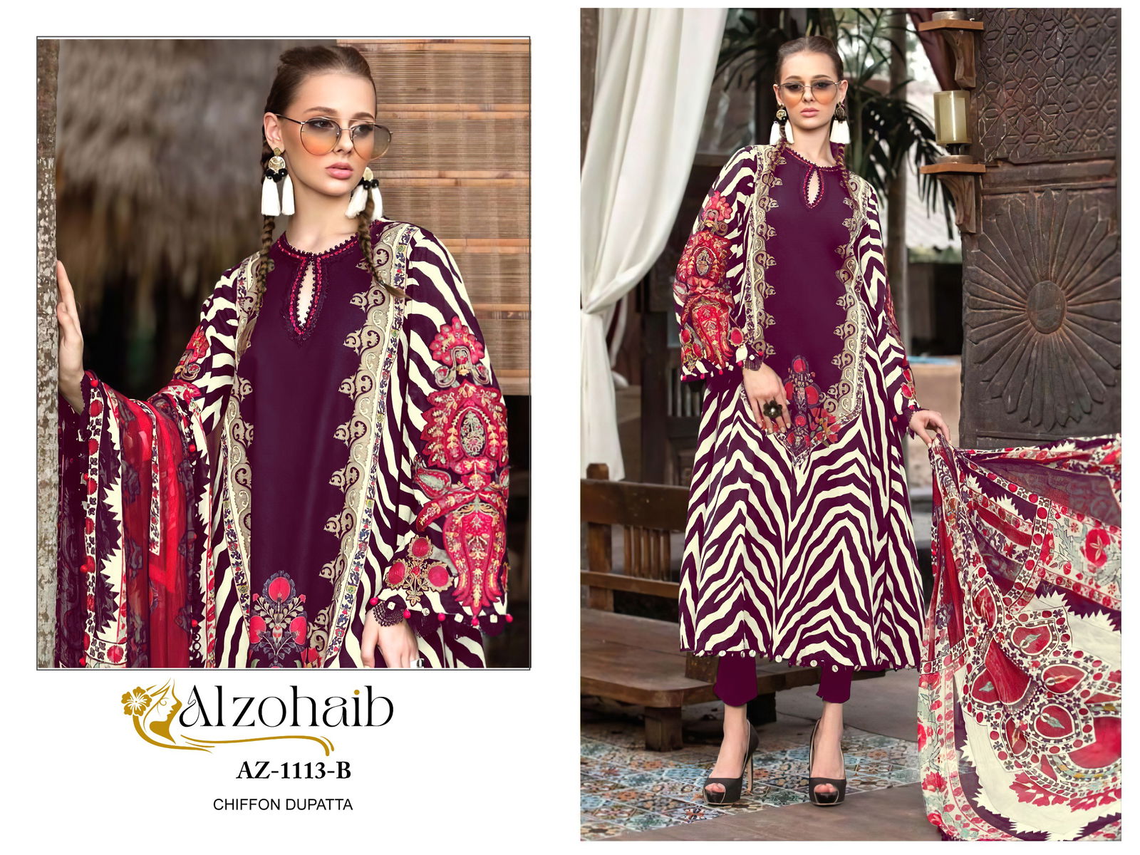 Alzohaib Az 1013 Cotton Printed Pakistani Suits Wholesalers In Delhi
