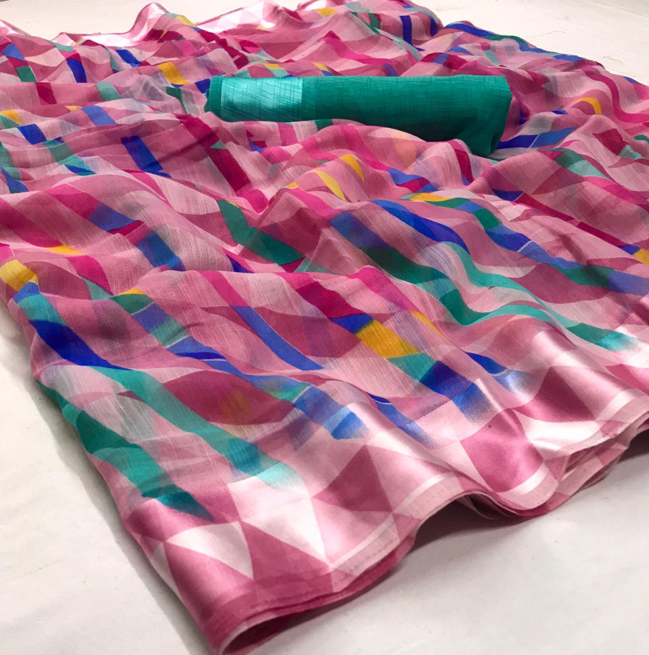 Lt Fiona Silk New Hit Design Arrived Casual Wear Soft linen silk Printed Saree Collection
