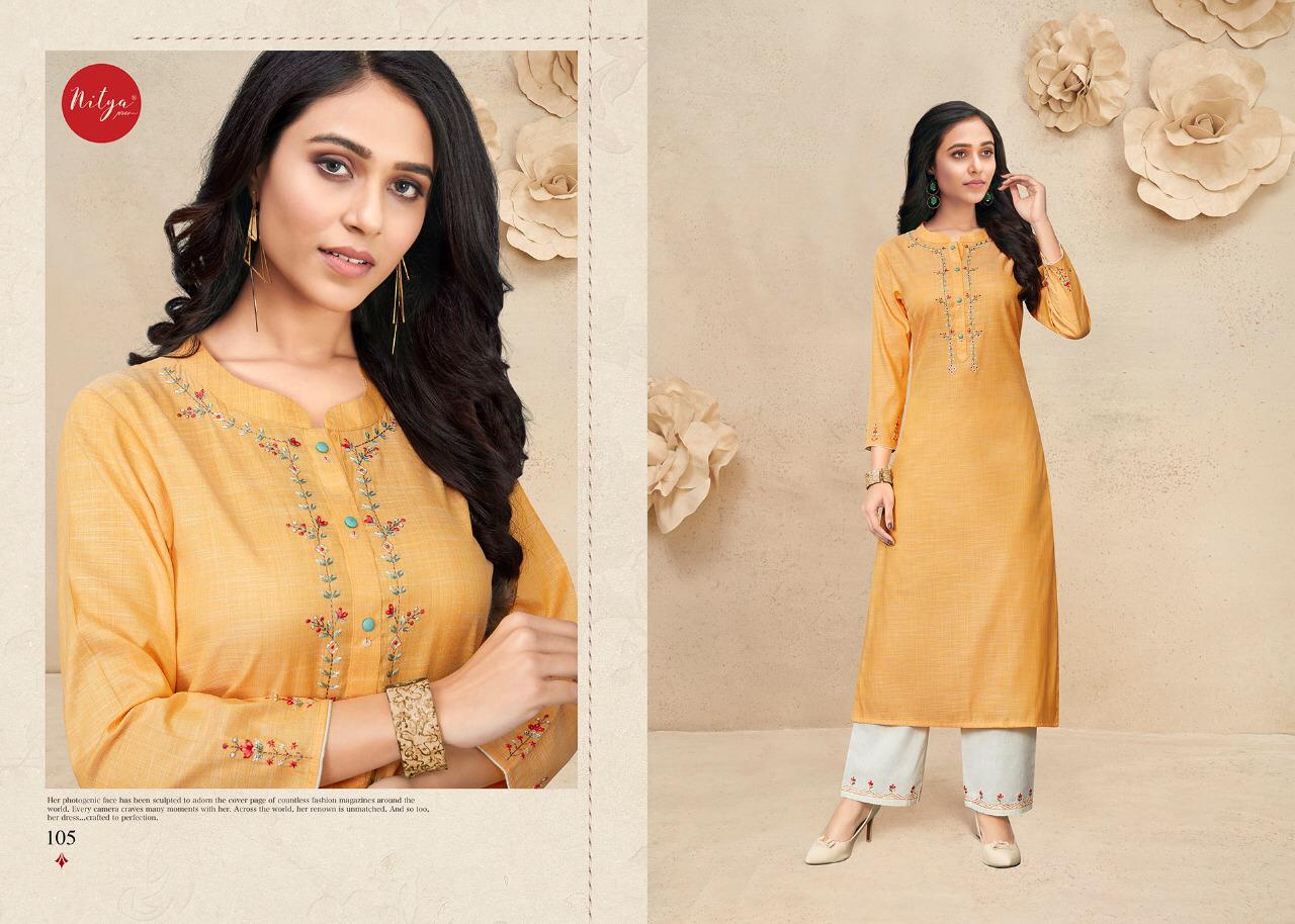 FABRICS (NITYA) SHANAYA Latest Fancy festive Wear Fancy Cotton Worked Kurtis With Bottom Collection
