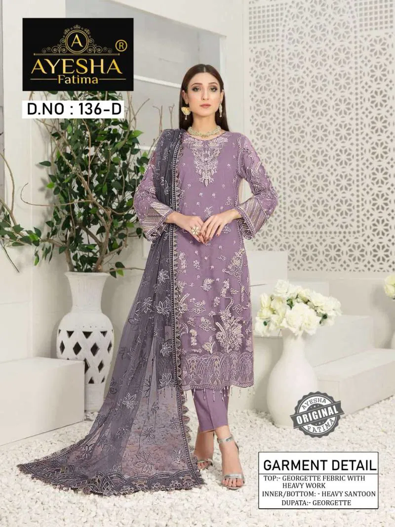 Ayesha Fatima 136 Georgette Pakistani Salwar Suits Suppliers In India