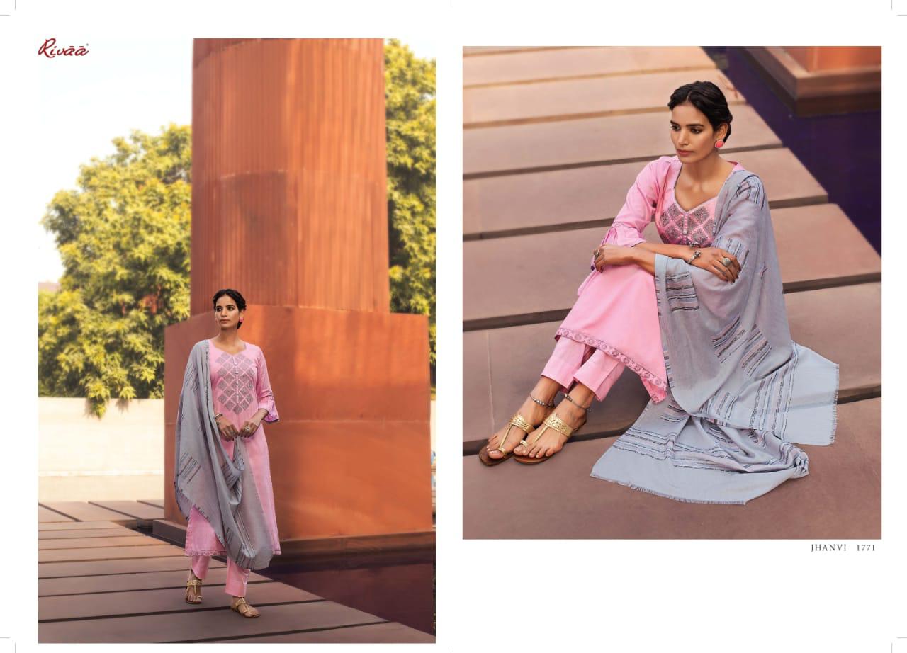 RIVAA JHANVI Latest Fancy Designer Heavy Casual Wear Jam Stain Embroidery Work Salwar Suit Collection