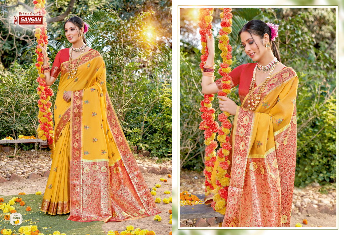 Sangam Subh Milan Heavy Wedding Wear Cotton Zari Weaving New Designer Sarees Collection