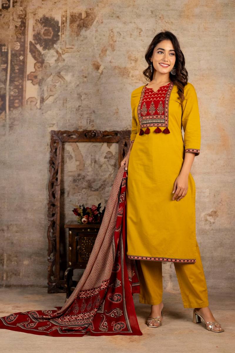 Tanyaa P 130 Cotton Handwork Touchup Kurti Bottom With Dupatta Wholesale Market