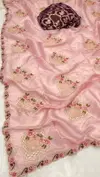 1296 Beautiful Designer Gold Crush Silk Embroidery Saree Suppliers In India
