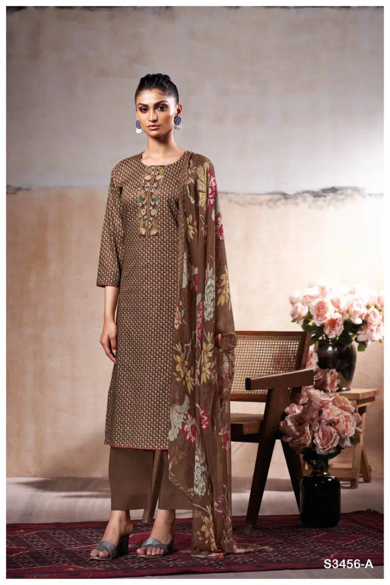 Maheen By Ganga Cotton Printed Embroidered Salwar Suit Exporters In India