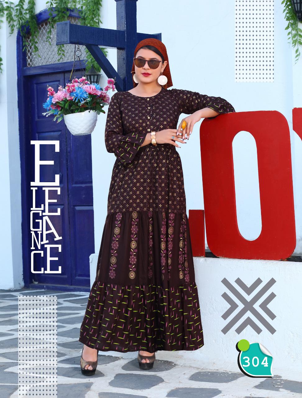 Trendy Tanishq Fancy Ethnic Wear Long Rayon Printed Designer Kurti Collection