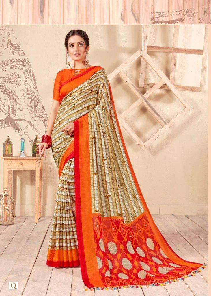 Shreyans Latest Printed Casual Wear Printed Jute Silk Saree Collection 