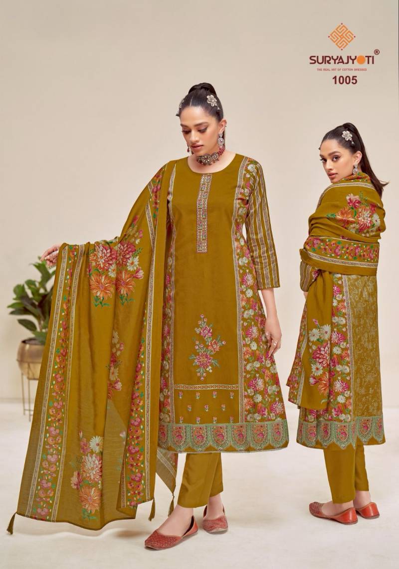 Kaamini Vol 1 By Suryajyoti Jam Satin Printed Dress Material Exporters In india