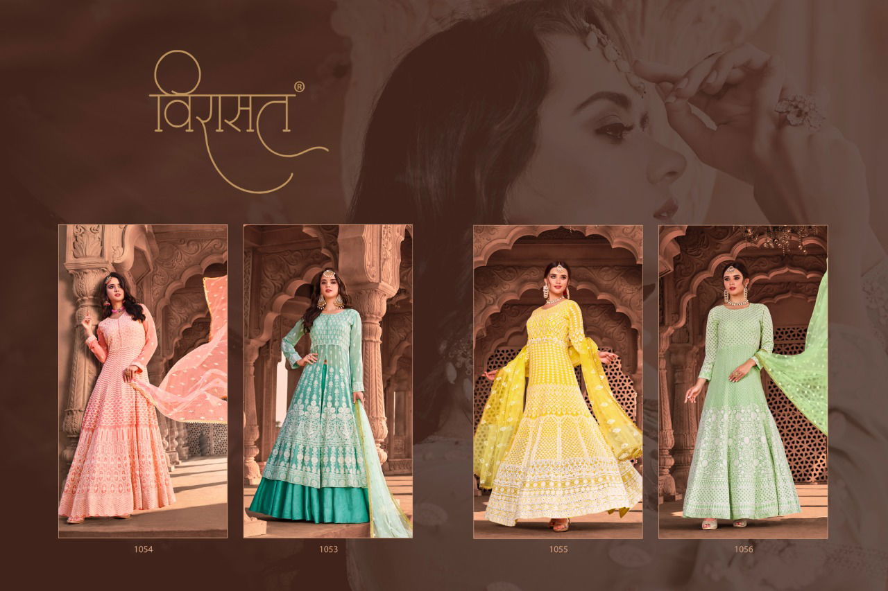 New Collection of Designer Party Wear Full Lucknowi Dress With Bordered Dupatta 