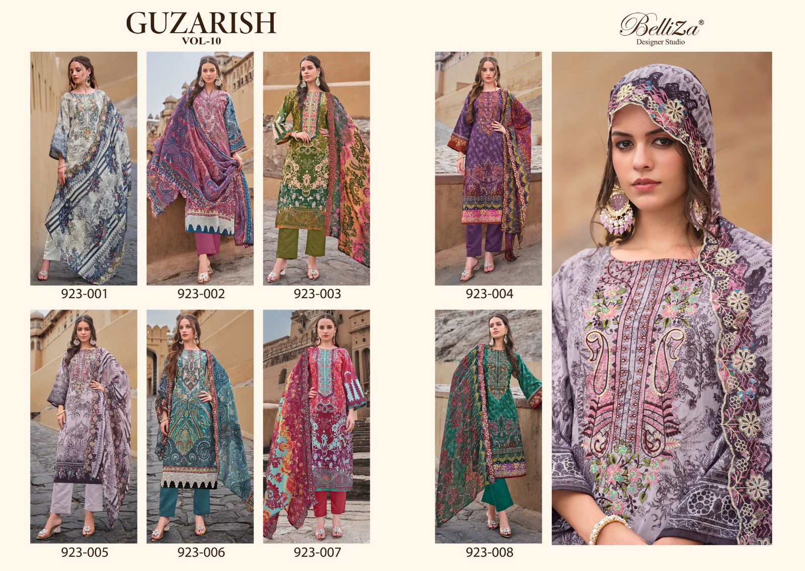 Guzarish Vol 10 By Belliza Embroidery Pure Cotton Printed Surat Dress Material Wholesale Market