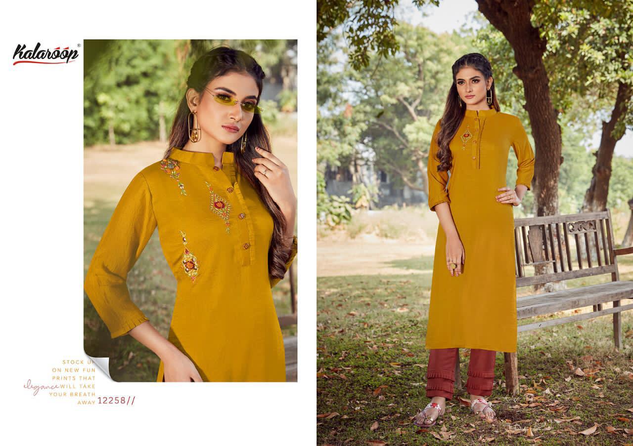 Kalaroop Floriana Latest Designer Lining Silk With Fancy Handwork Party Wear Kurti With Plazzo Collection 