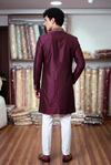 Wine Color Outluk Wedding Vol 46 Roman Silk Embroidered Pintex Work Kurta With Pajama Manufacturers 4607