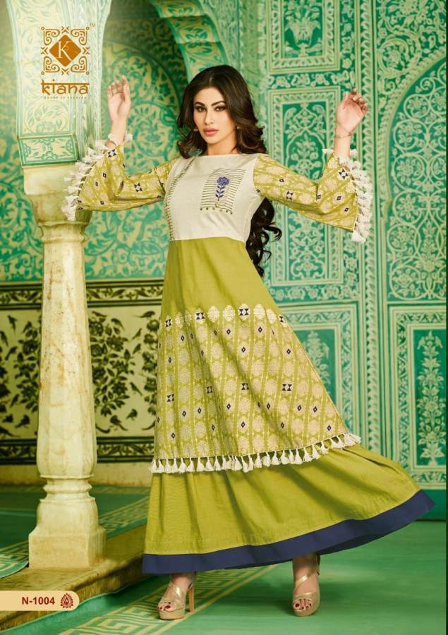 Kiana Nazrana Special Designer Festive Wear Long Cotton Kurtis Collection
