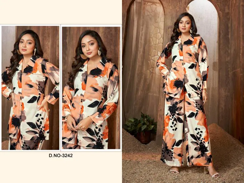 Ladies Flavour 3242 And 3243 Rayon Discharge Printed Co Ord Set Wholesale In India