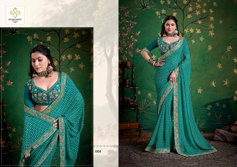 Iragai By Shubh Shree Georgette Embroidered Border Saree Wholesale Online