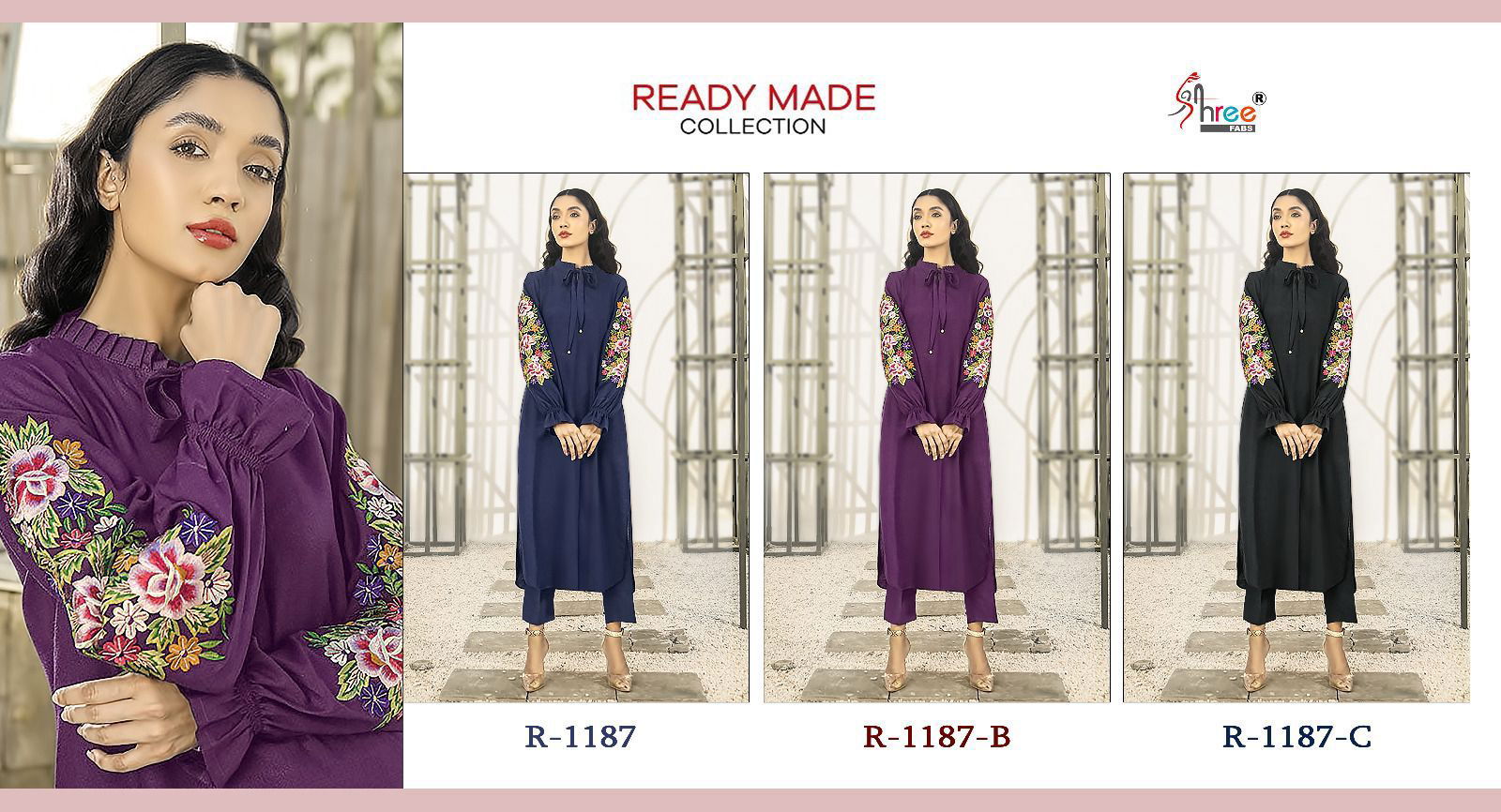R 1187 By Shree Fab Chiffon Pakistani Kurti With Bottom Catalog