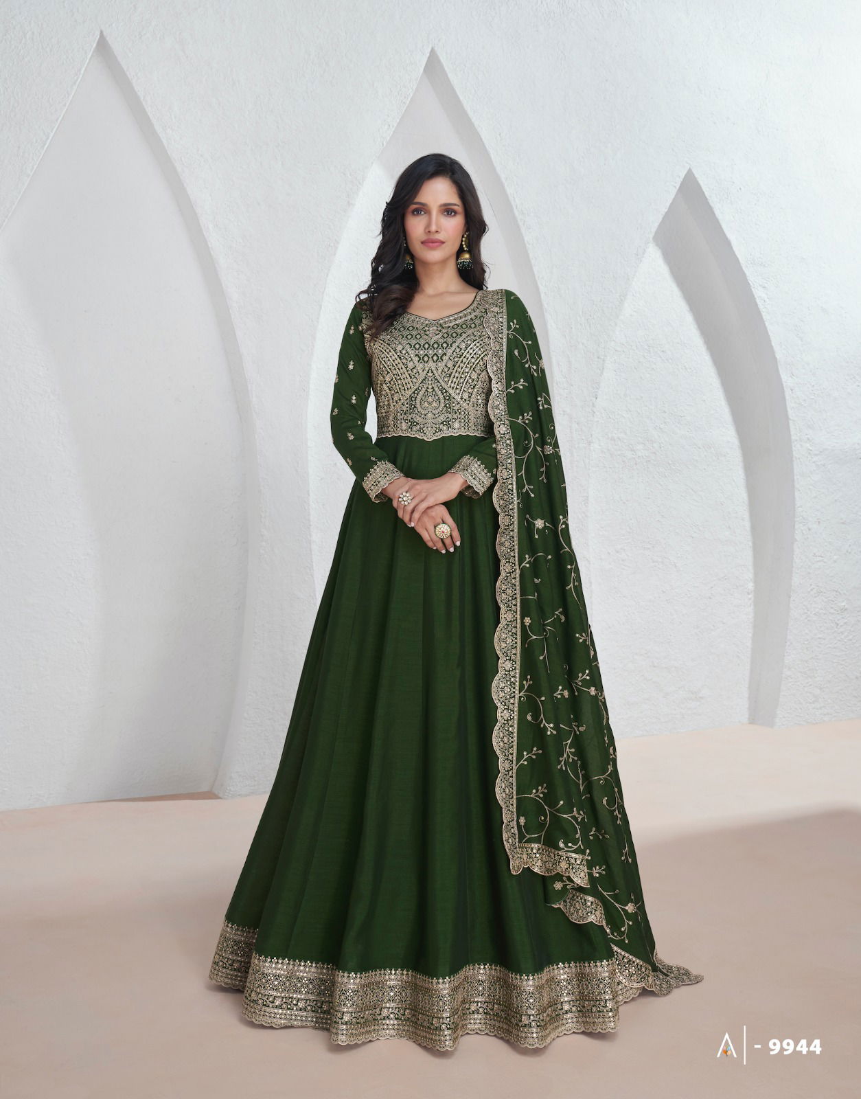Saroj By Aashirwad Heavy Premium Silk Designer Gown With Dupatta Wholesale Shop In Surat
