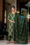 Naisha K 403 Cotton Embroidery Work Designer Kurti With Pant Dupatta Bulk Orders In India