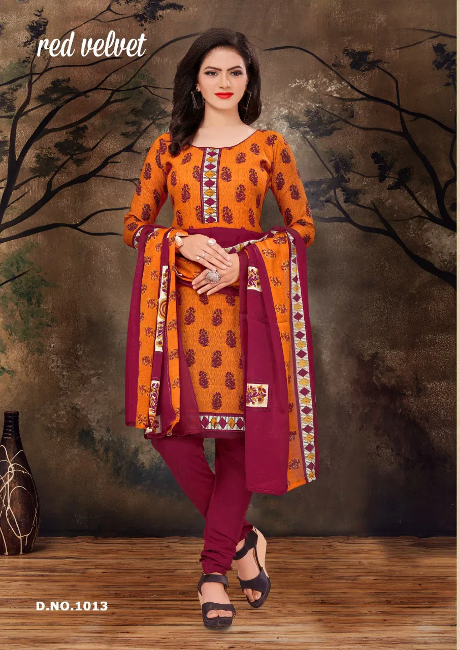 Amit Red Velvet Regular Ethnic Patiyala Wear Printed Cotton Collection