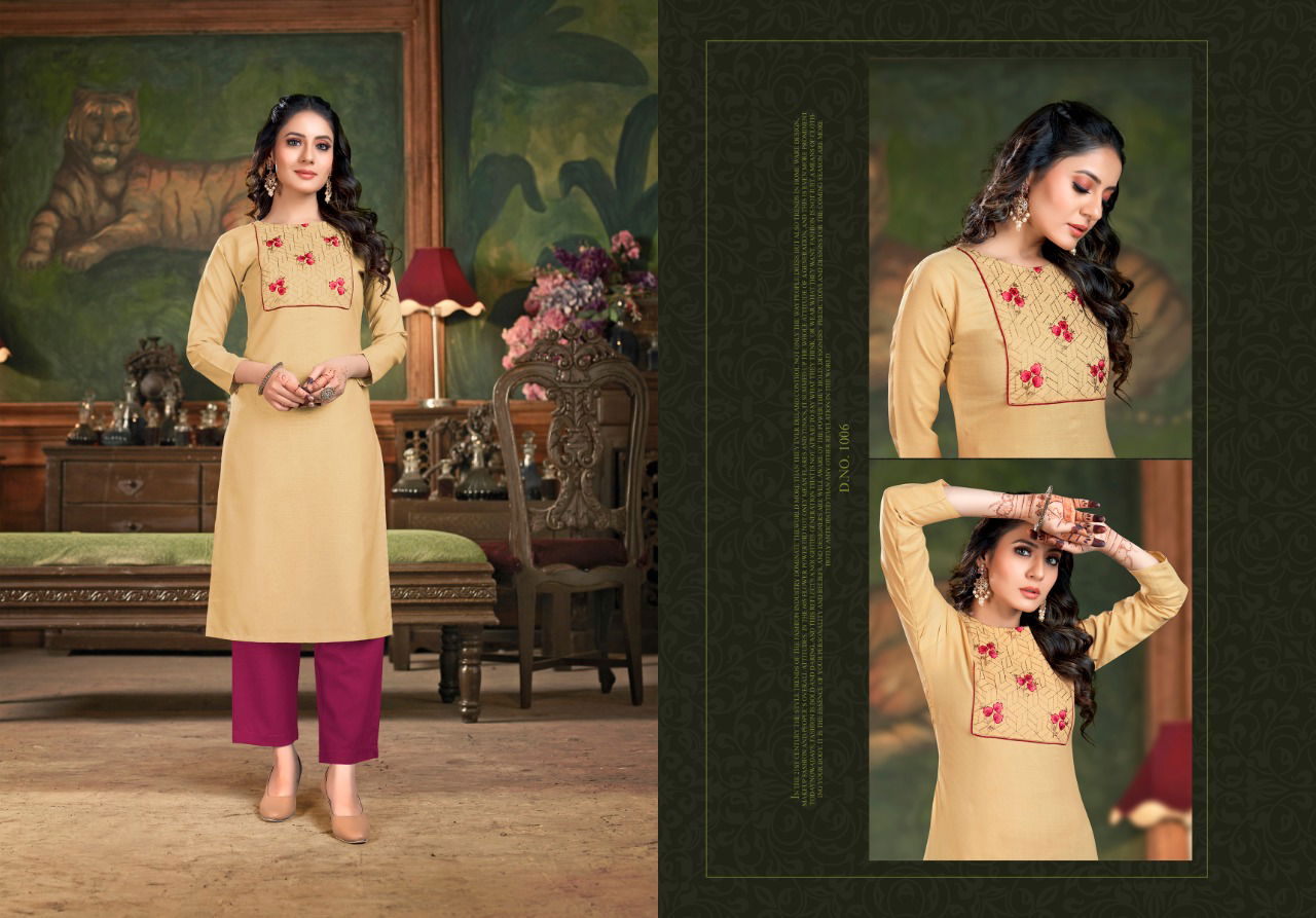 Nitisha Gangour latest fancy Designer regular wear Cotton Embroidery Kurti With Bottom Collection

