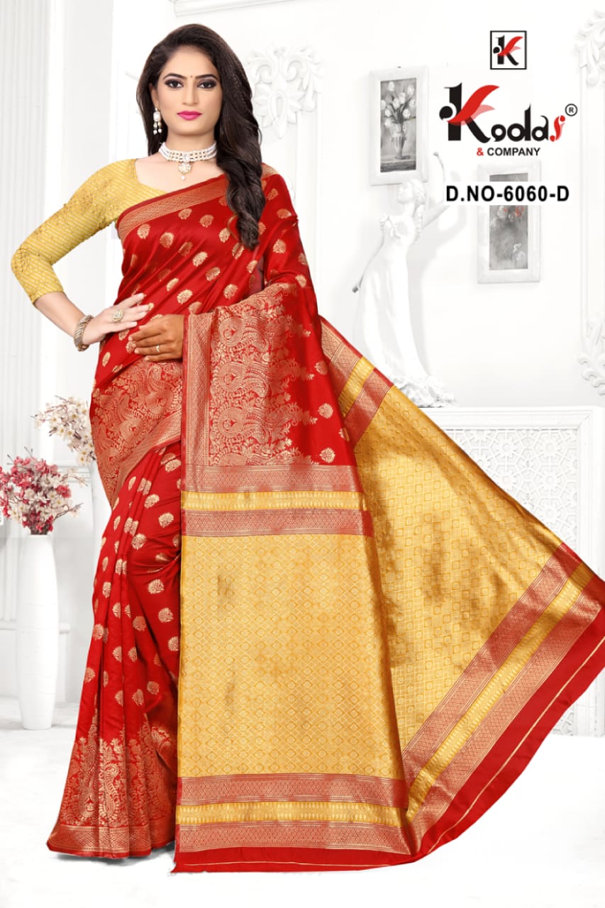 Skoda - 6060 Latest Fancy Designer Festive Wear Pure Silk Saree Collection Full Catalog Available At Wholesale Rate.

