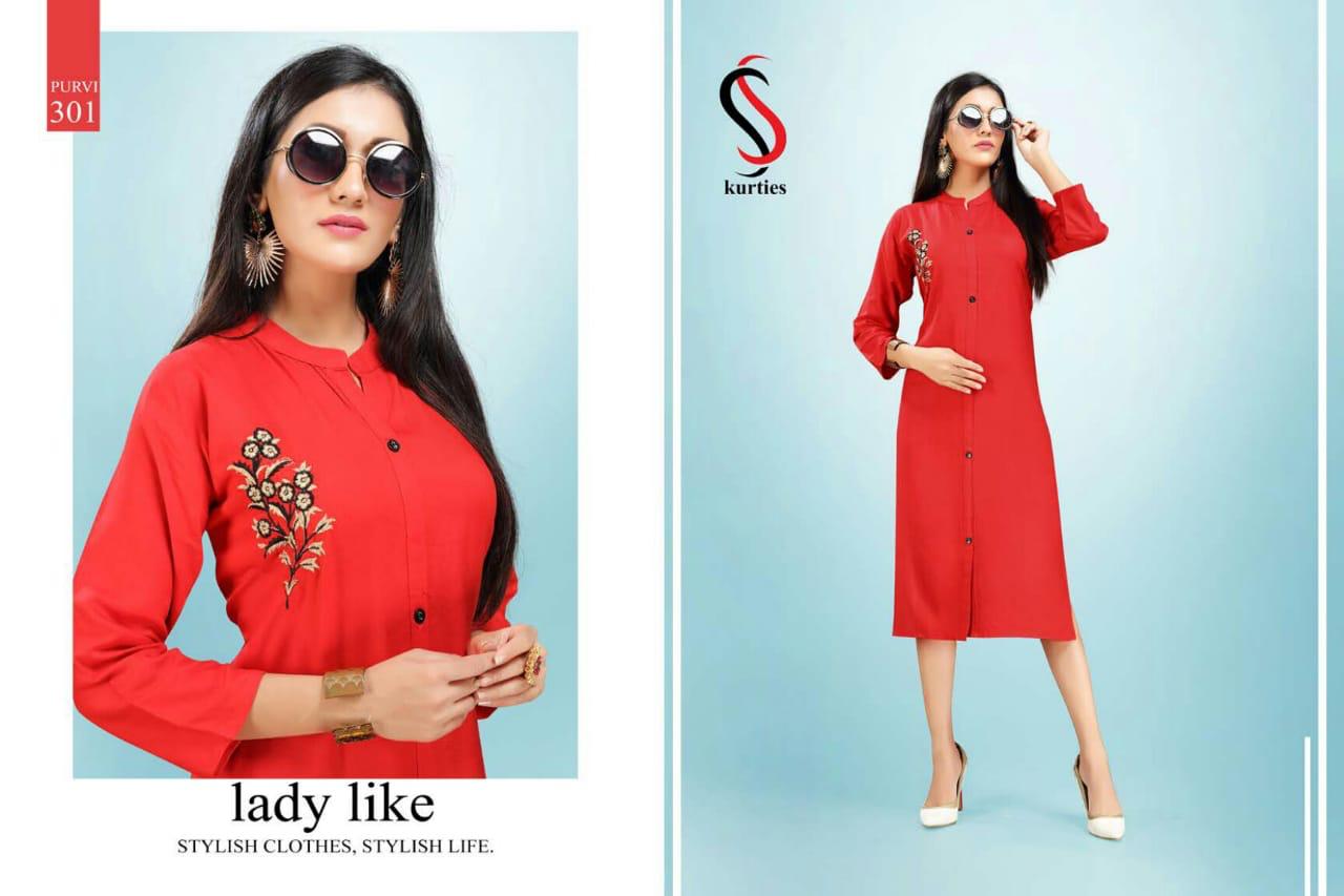 Ss Purvi Vol 3 Latest Designer Daily Wear Rayon Kurtis Collection 
