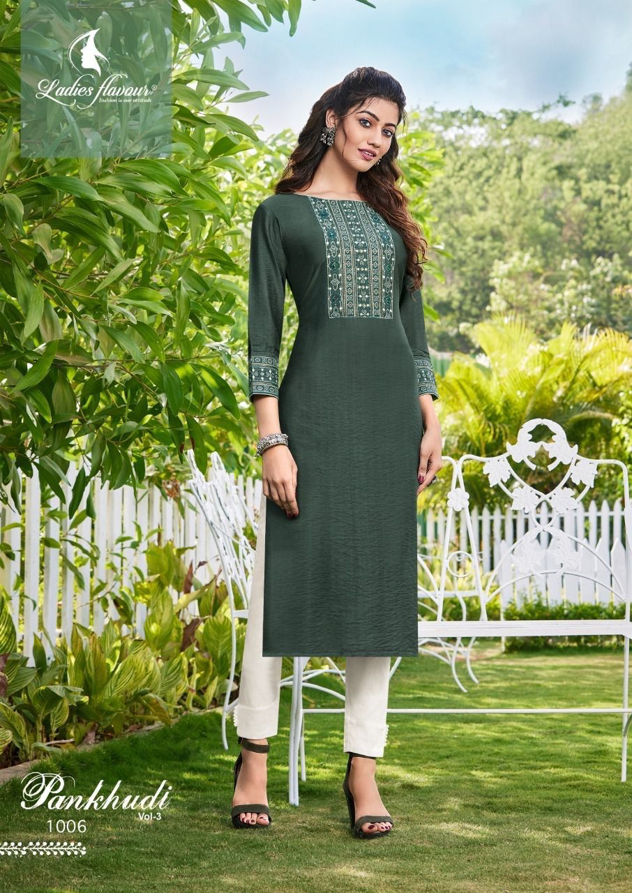 Pankhudi vol 3 By Ladies Flavour Embroidery Kurtis Catalog