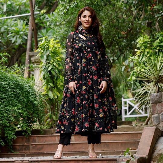 1111 Georgette Printed Dupatta With Anarkali Kurtis Catalog