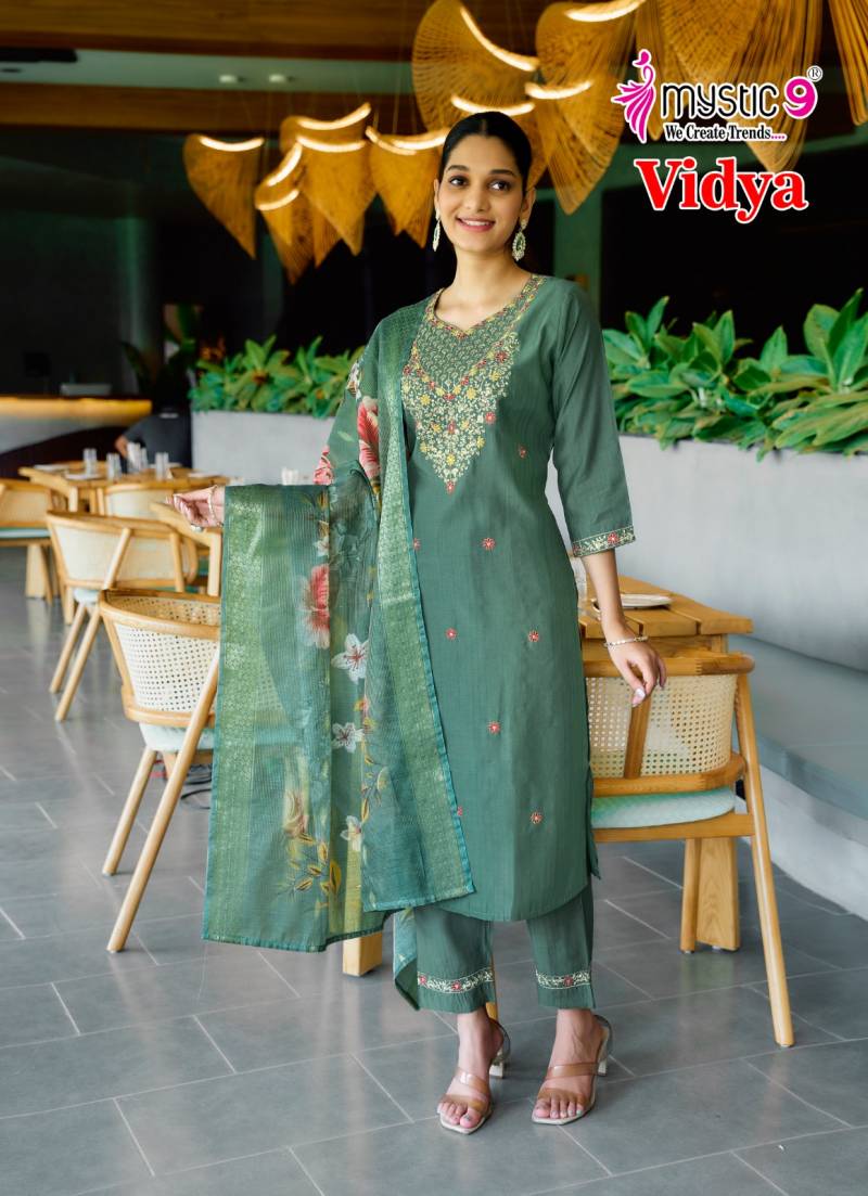 Vidya Vol 1 By Mystic 9 Vertican Dobby Kurti With Bottom Dupatta Online Wholesale