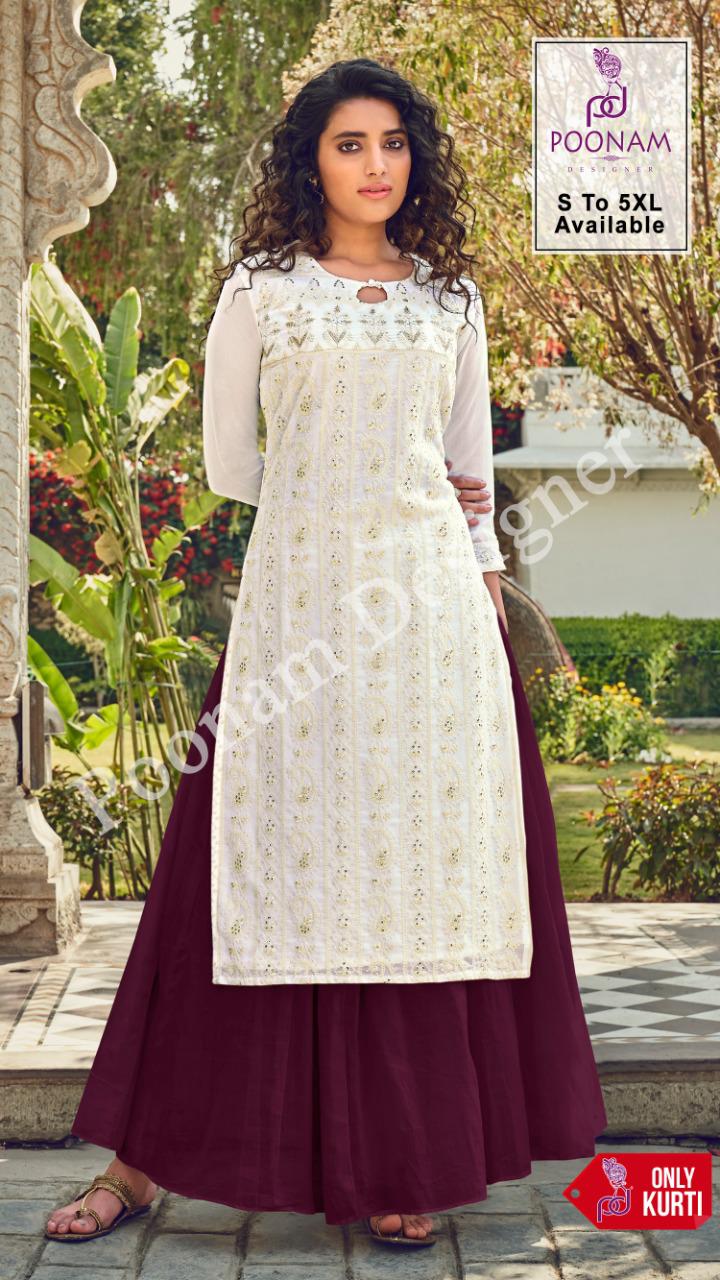Poonam Lucknowi 101 To 106 Latest fancy Designer Festive Wear Georgette Designer Kurtis Collection

