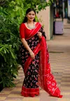 Scmd Anokhi B Linen Ikkat Printed Linen Cotton Fancy Sarees Wholesale Price In Surat