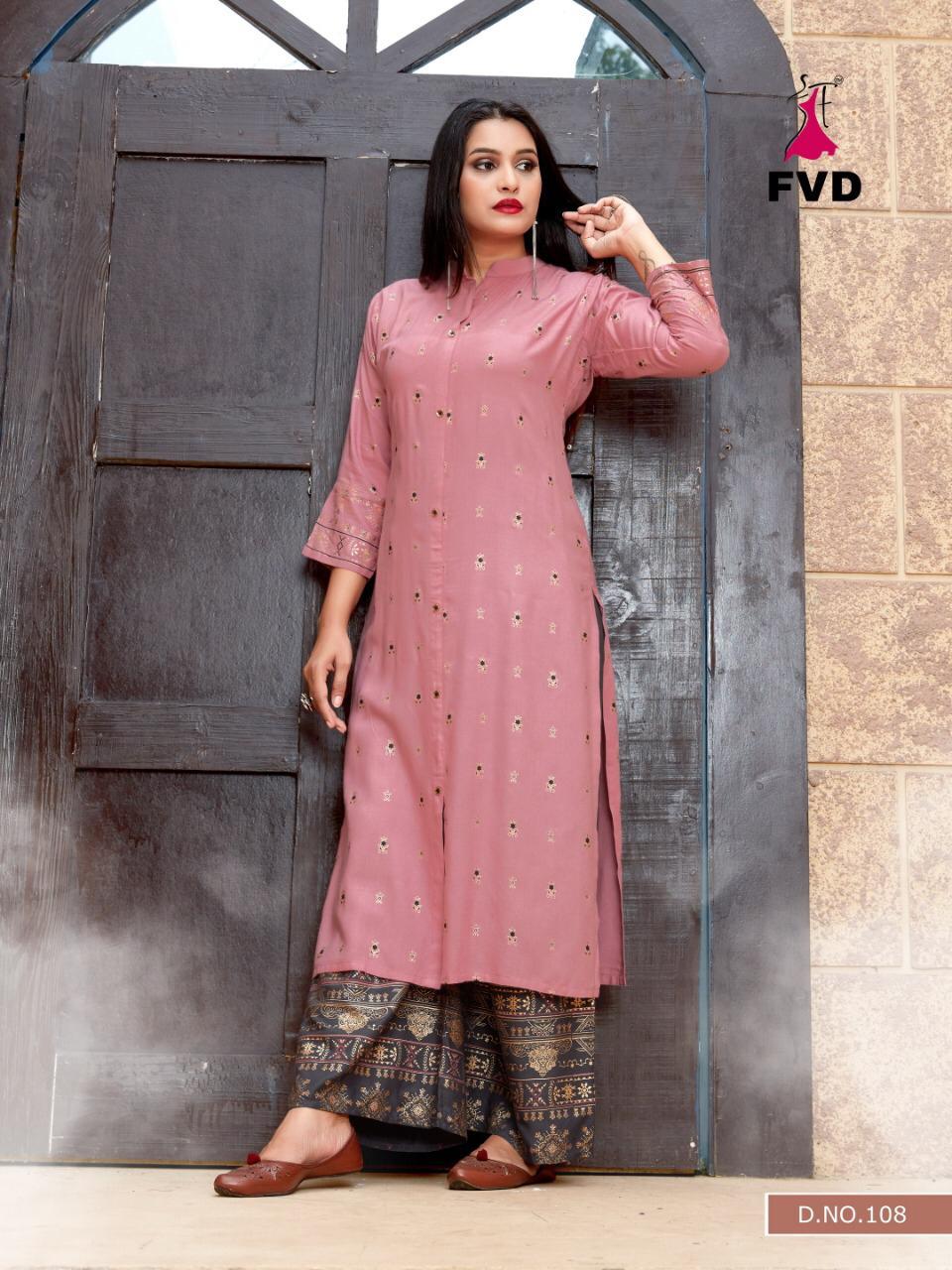 FVD Clasic Gold Vol-2 Latest Designer Party Wear Printed Kurtis With Plazzo Collection (single 750/-)