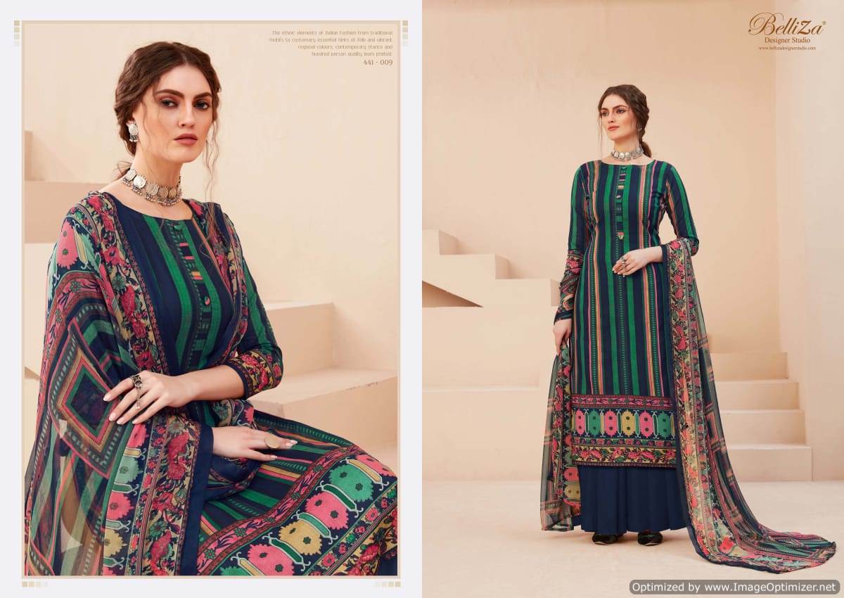Belliza Zohra 2 Exclusive Latest Designer Pure Cotton Digital Print Dress Material Printed Nazneen Chiffon Dupatta With Four Side Lace