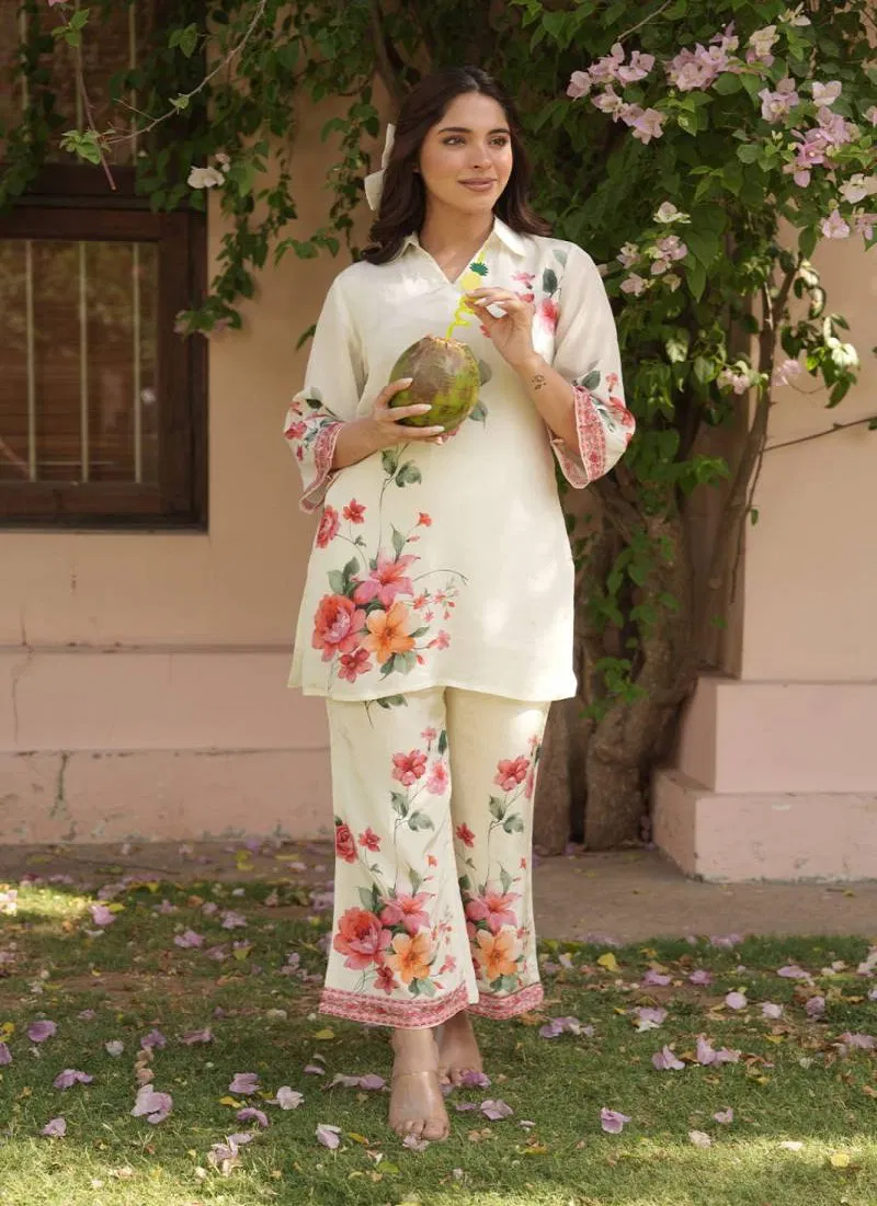Tanyaa P 361 Natural Crepe Silk With Printed Co Ord Set Exporters In India