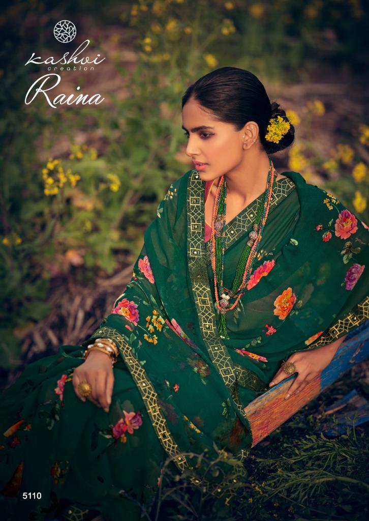Kashvi Raina Georgette Ethnic Wear Designer Printed Saree Collection
