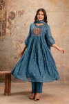 Naisha K 132 Cotton Embroidered Kurti Bottom With Dupatta Wholesalers In Delhi