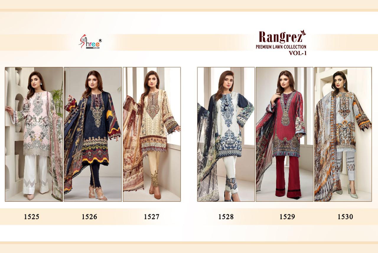 Shree Rangrez Premium Lawn Collection 1 Pure Lawn Print With Embroidery Work Top And Dupatta Pakistani Salwar Suits Collection