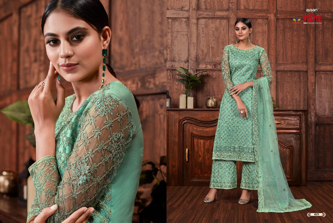 Vipul Beautiful Stylish Embroidery Floral Design Pattern Straight Suit Combined With Embroidered Plazzo 