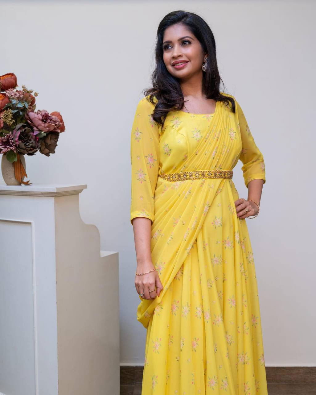 Ka 1003 Faux Georgette Premium Designer Readymade Gown-Dupatta Catalog