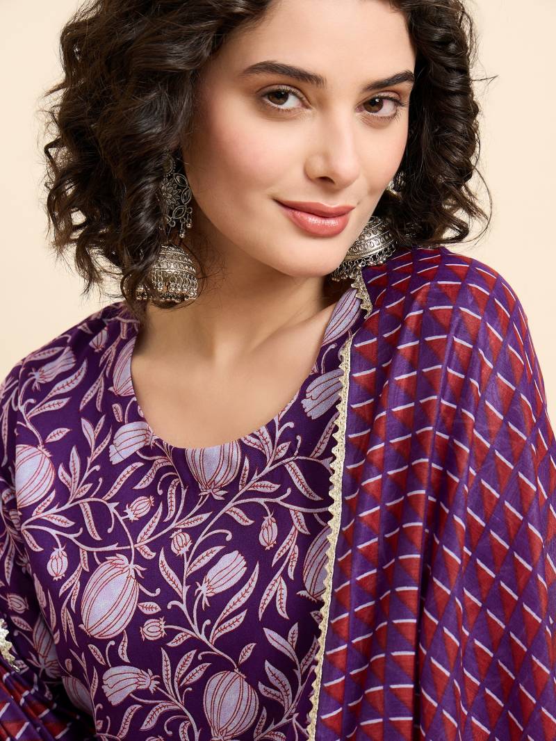 Dhruvi 287 Rayon Printed Kurti With Bottom Dupatta Suppliers In India