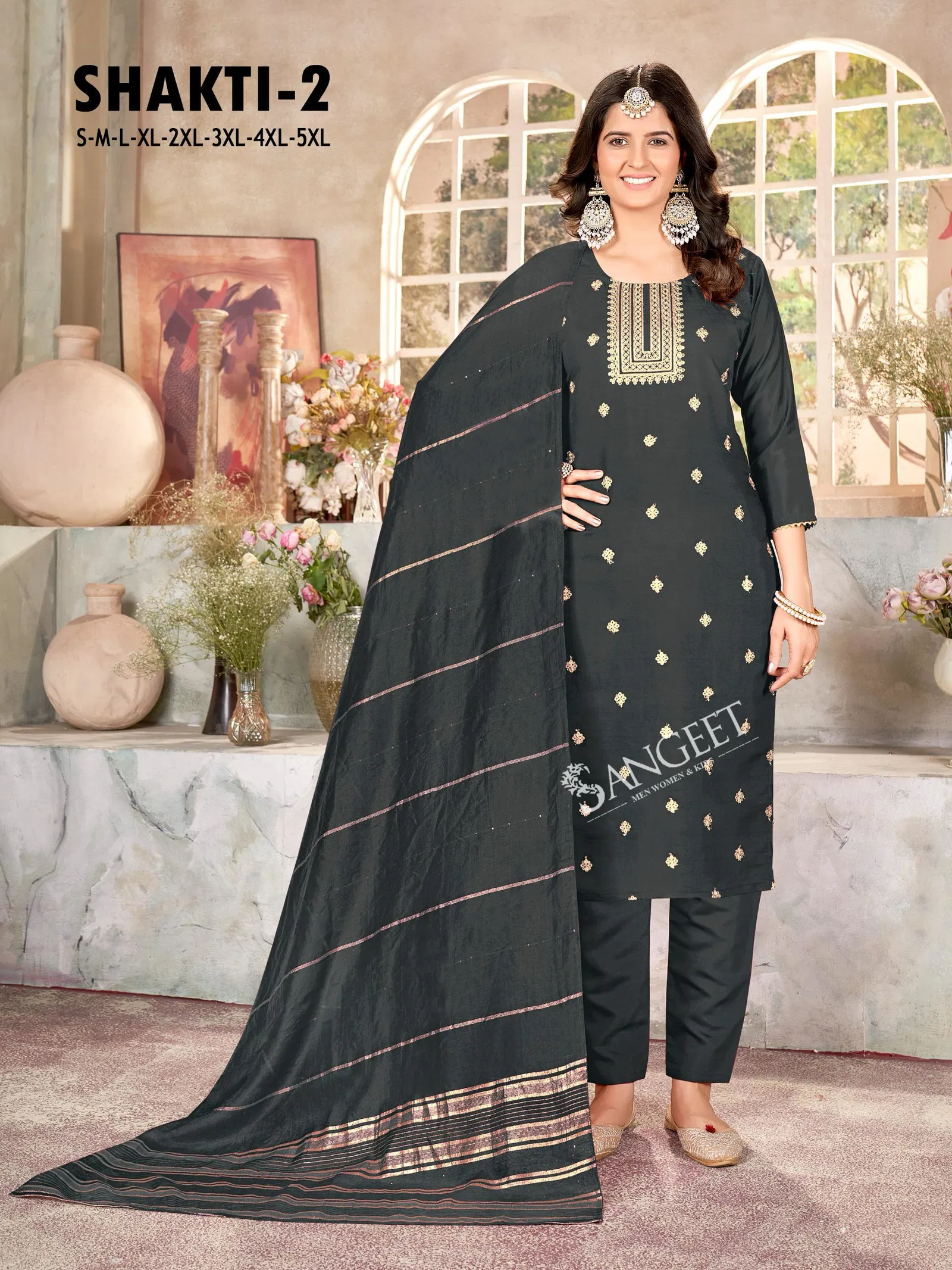 Shakti 2 By Sangeet Roman Silk Kurti With Bottom Dupatta Exporters In India