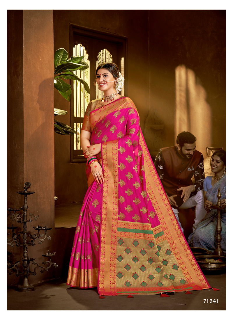 LIFESTYLE NIMAMTRAN Latest Fancy Heavy Festive Wear Designer Nyloned Silk Rich Pallu Buti Diamond Work Saree Collection 