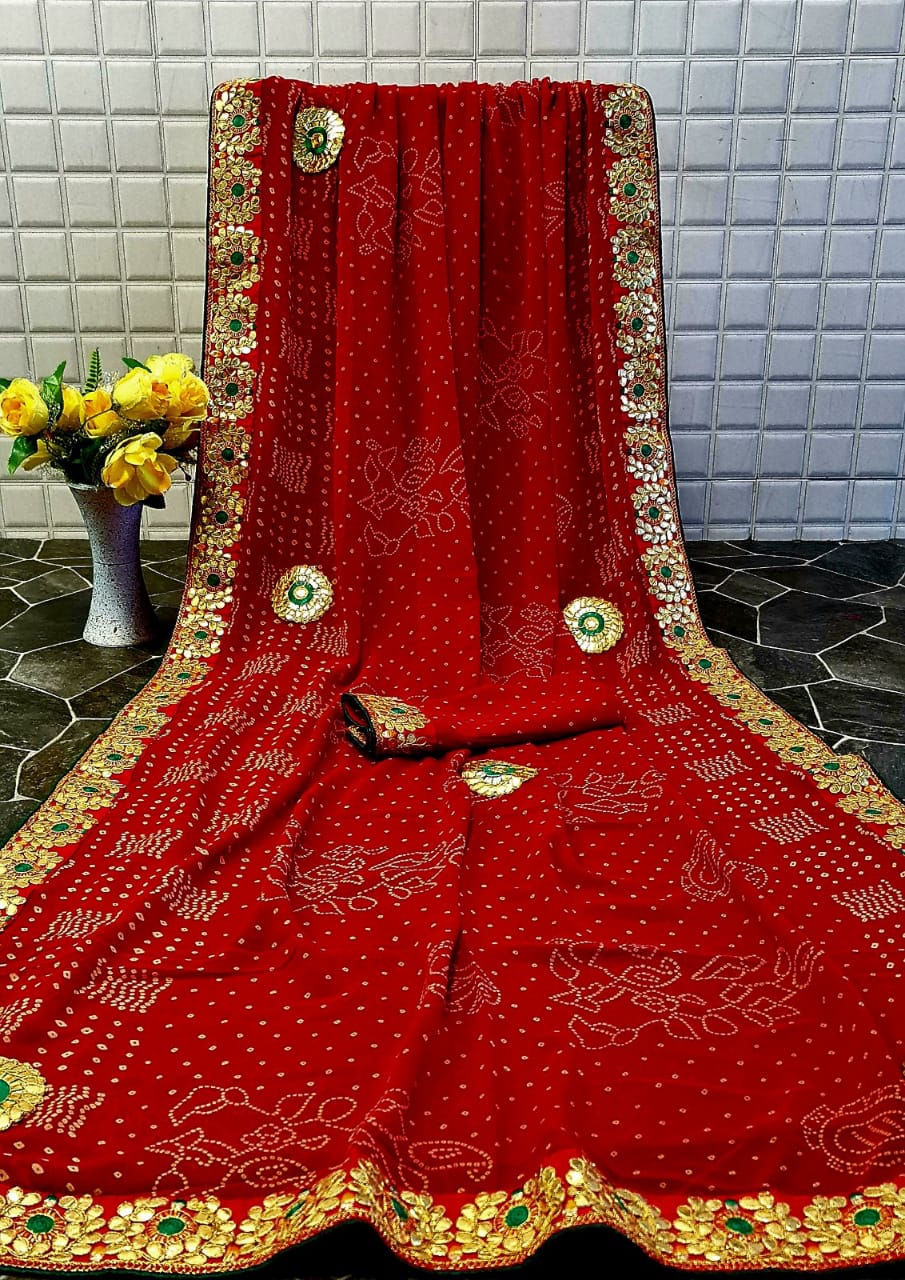 Mahek 4 Latest Designer Heavy Bandhani Printed Georgette Saree Collection 