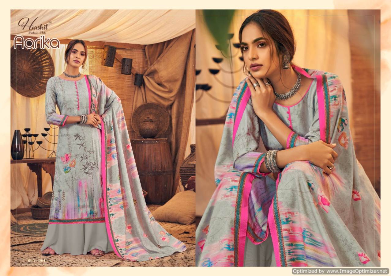 Harshit Aarika Latest Designer Pure Wool Pashmina Print with Swarovski Diamond Work Dress Material Collection 