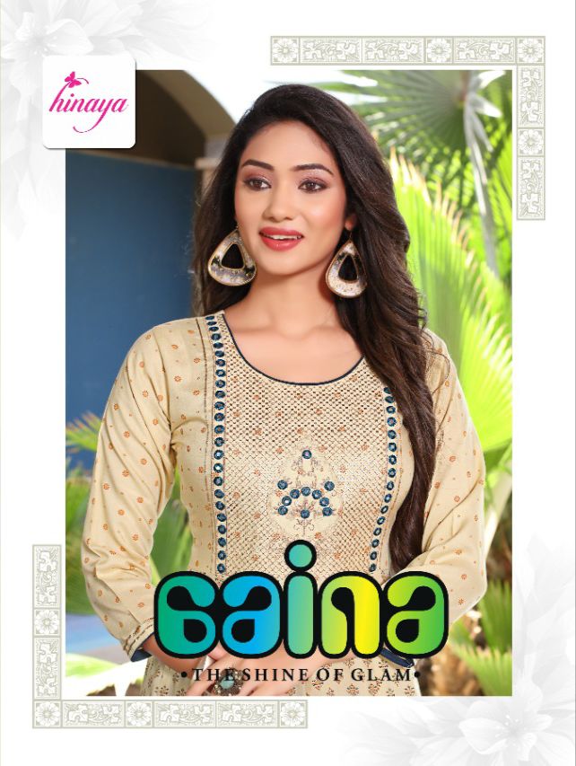 Hinaya Aaina 3 Rayon Printed Designer Ethnic Wear Anarkali Kurti Collection